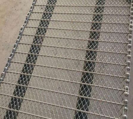 สายพานไม้ระแนงเพชรตาข่ายเหล็กชุบสังกะสี