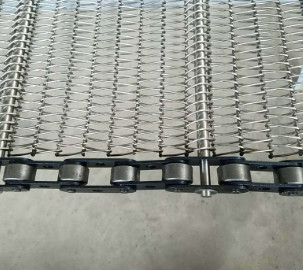 V Shape สแตนเลสอุตสาหกรรมอาหารระบบสายพานลำเลียง Belt Mesh Wire