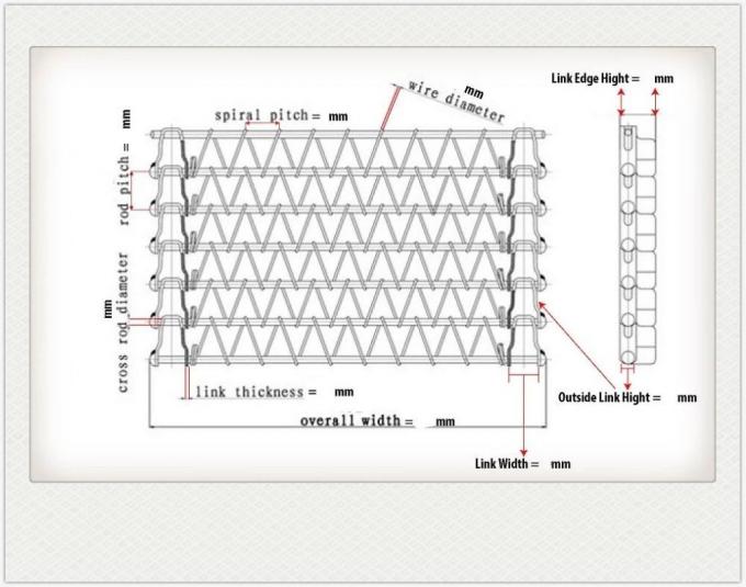 400 มม. 500 มม. โลหะลวดตาข่ายสายพานลำเลียงแบนดิ้นเข็มขัดพร้อมโซ่ 1